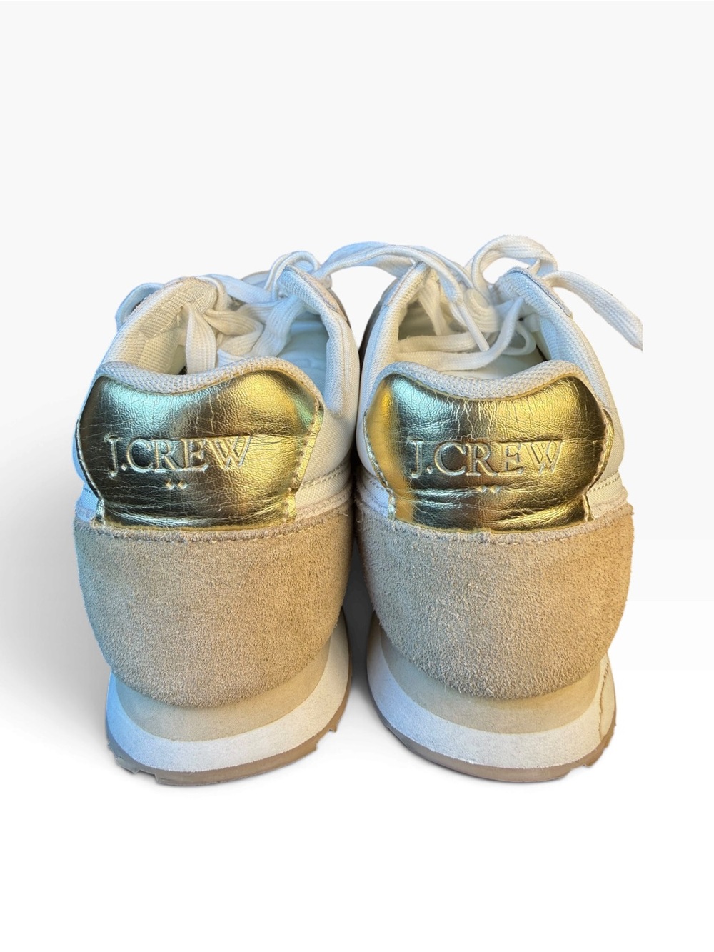 J.Crew BN870 Women’s Size 8 Trainers Cream Tan Suede Gold Retro Sneakers SP23 - Picture 2 of 16
